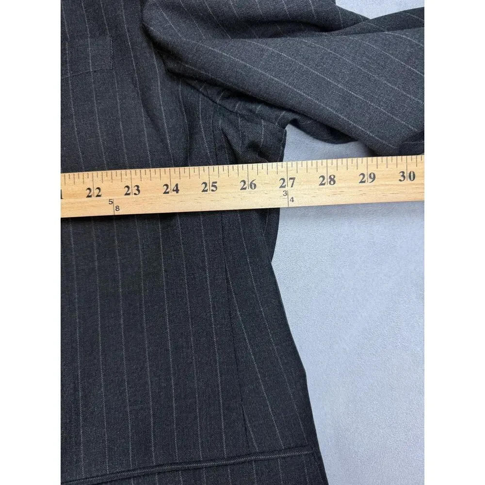 STAFFORD PERFORMANCE Suit 54Reg Big and Tall Black Pin Stripe Wool 3 Button Coat